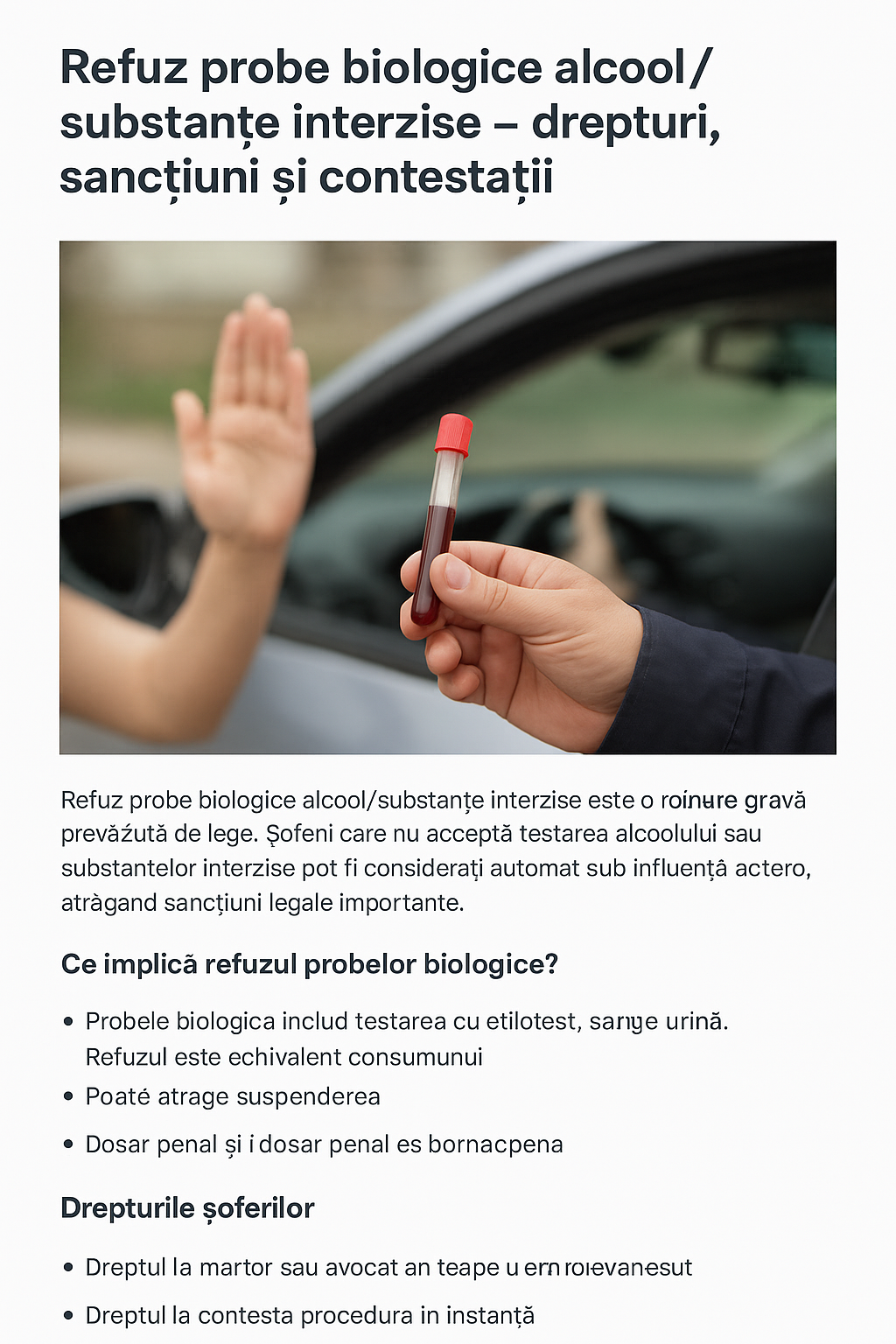 You are currently viewing Refuz probe biologice alcool/substanțe interzise